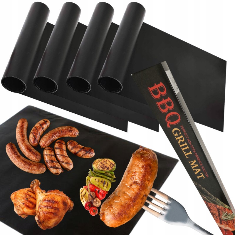 4x daugkartinio naudojimo tefloninis grilio kilimėlis kepimui didelės padėklo kepsninės