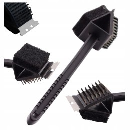 3in1 grilio šepetys, grandiklis ir kempinė