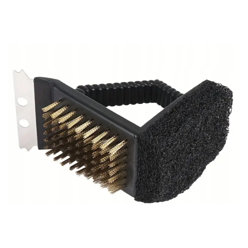 3 viename plieninis grilio šepetys