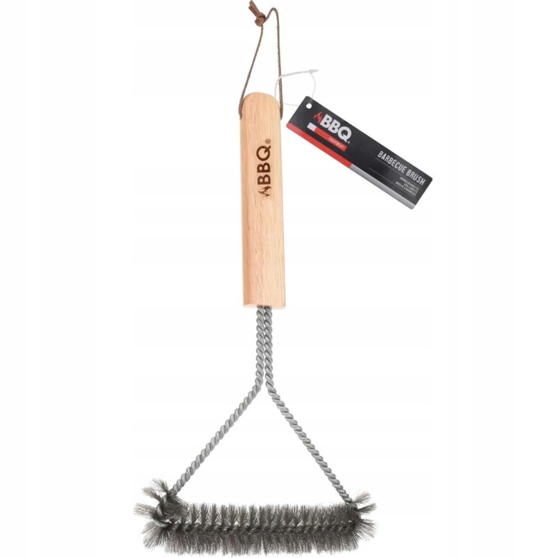 BBQ grilio valymo šepetys, medinė rankena - 30 x 14 cm