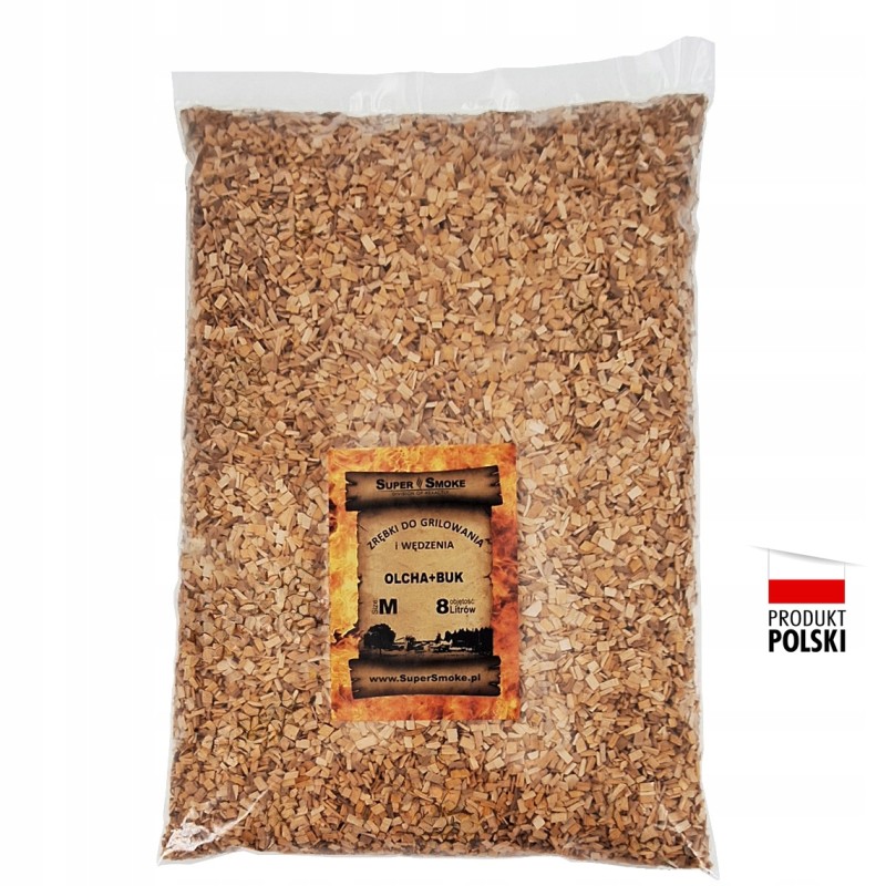 Super dūminės medienos drožlės rūkymui, buko + alksnio mišinys, dydis: m 8 litrai