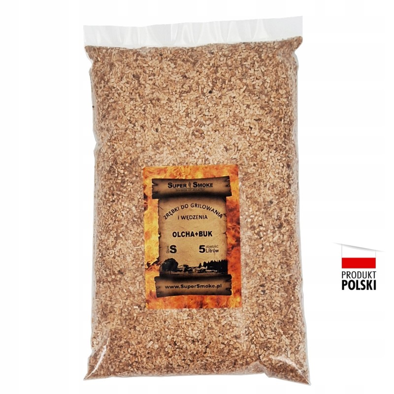 Super dūminės medienos drožlės rūkymui, buko + alksnio mišinys, dydis: s, 5 litrai