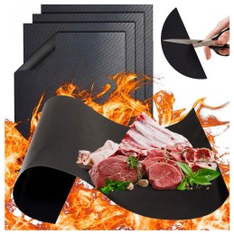 4x tefloniniai grilio kilimėliai, grilio kepimo skarda, daugkartinio naudojimo padėklas