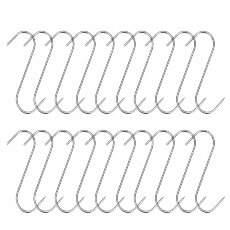 20 x nerūdijančio plieno rūkymo kabliukai, kabliukai žuviai, mėsai, šaltibarščiams rūkyti, 15cm