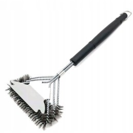 Didelis 45 cm trigubas vielinis šepetys su grandikliu grotelių valymui