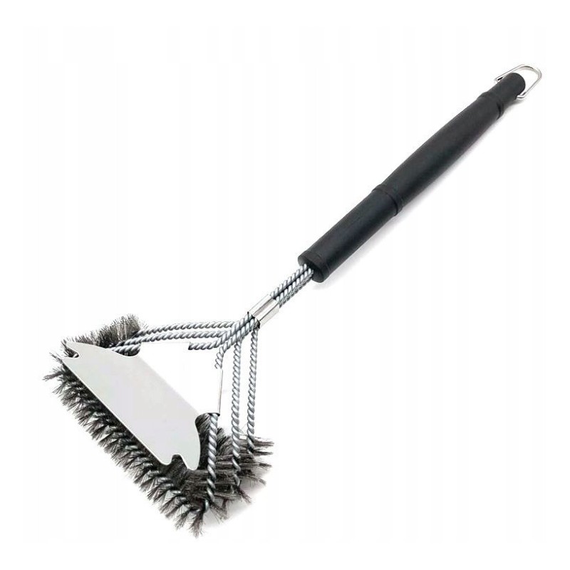 Didelis 45 cm trigubas vielinis šepetys su grandikliu grotelių valymui