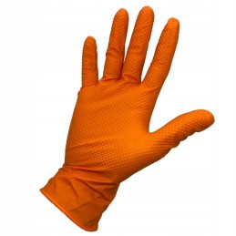 Gripzzly - pirštinės, nitrilas, be pudros su deimantine tekstūra - dydis m / oranžinė