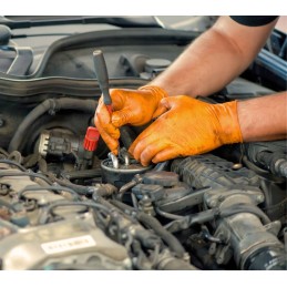 Gripzzly - pirštinės, nitrilas, be pudros su deimantine tekstūra - dydis m / oranžinė