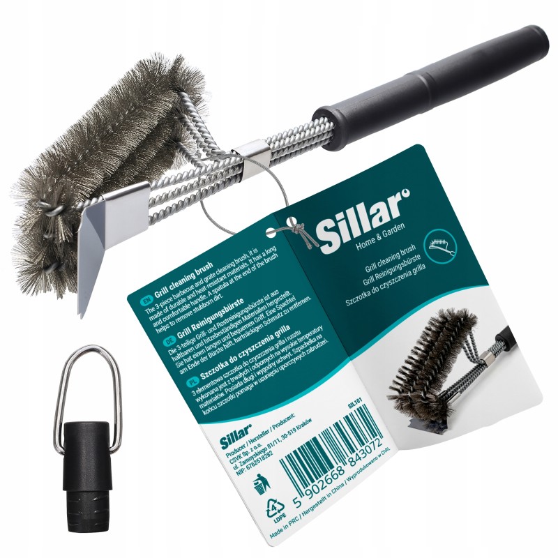 Universalus trigubas šepetys grilio grotelių valymui – slenksčio grandiklis