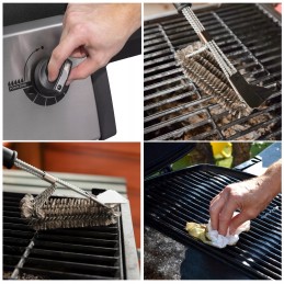 Universalus trigubas šepetys grilio grotelių valymui – slenksčio grandiklis