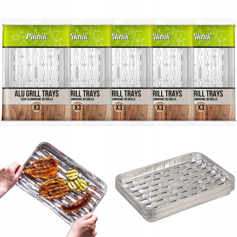 Piknik aliuminio grilio padėklai, 15 vnt