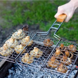 Dvipusės grilio grotelės, turistinis skrudintuvas
