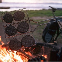 Dvipusės grilio grotelės, turistinis skrudintuvas
