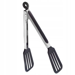 Nerūdijančio plieno grotelių žnyplės su užraktu ir lanksčiomis rankenomis.