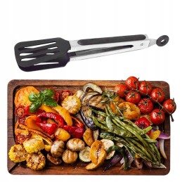 Nerūdijančio plieno grotelių žnyplės su užraktu ir lanksčiomis rankenomis.