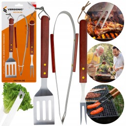 Virtuvės reikmenų rinkinys šašlykams, virtuvinės žnyplės, dideli stalo įrankiai, 3 vnt