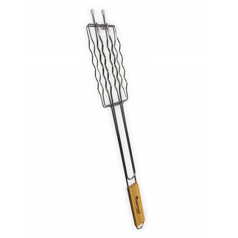 Grotelės dešrelėms, grilis, medinė rankena