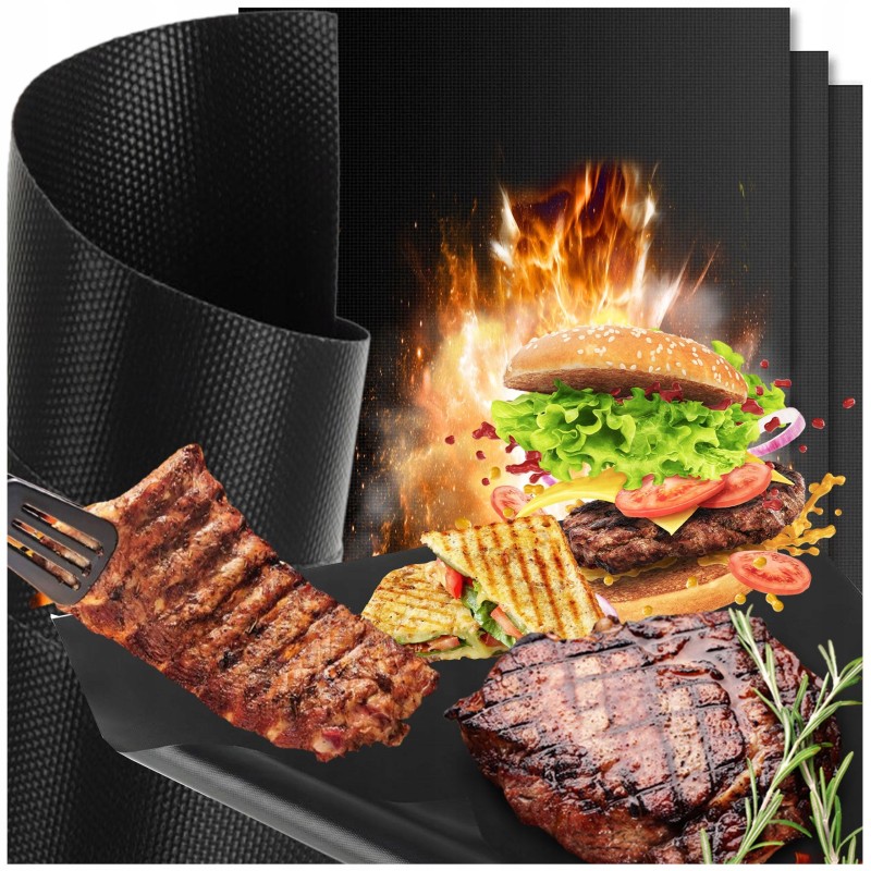 3x tefloninis kepimo kilimėlis, daugkartinio naudojimo grilio padėklas orkaitei