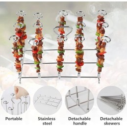 Swawis nerūdijančio plieno iešmo stovas oro gruzdintuvui su silikoniniu kilimėliu, nerūdijančio plieno iešmeliai grilio grotelėm