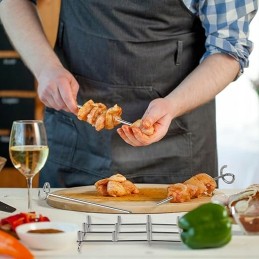 Swawis nerūdijančio plieno iešmo stovas oro gruzdintuvui su silikoniniu kilimėliu, nerūdijančio plieno iešmeliai grilio grotelėm