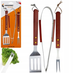 Virtuvės kepsninės reikmenų rinkinys 3vnt mentelės žnyplės šakutė