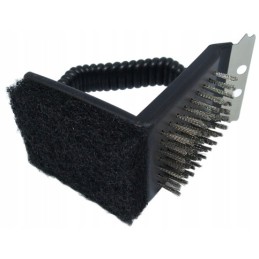 3-in-1 kepsninės šepetys su rankena griliui valyti - grandiklis ir valiklis