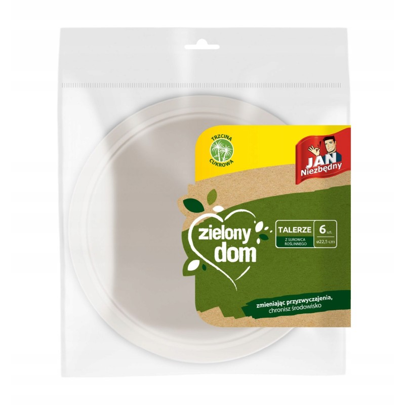 Sarantis jan esminė žalia namų lėkštė iš augalinės žaliavos, 1 pakuotė - 6 vnt