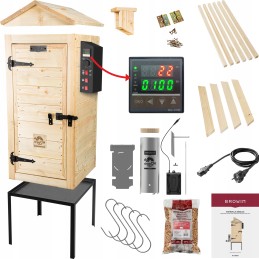 Medinė elektrinė rūkykla browin100e dūmų generatorius karšto oro cirkuliacija zrebki