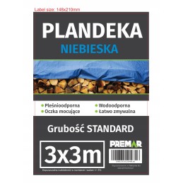 3x3 mėlynos spalvos apsauginis, šalčiui atsparus tentas su akutėmis