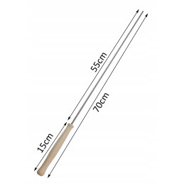 Zefyro lazdelės 70 cm, nerūdijančio plieno zefyrų lazdelės laužui