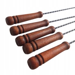 Plieninis pagaliukas dešrelėms kepti, juodas, 100 cm, 5 vnt, šašlykui ir laužui