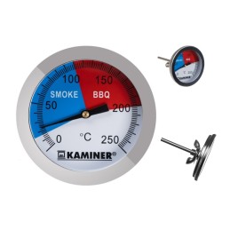 Tvirtas analoginis termometras griliui ir rūkyklai su Kaminer zondu 0-250 °C