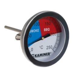 Tvirtas analoginis termometras griliui ir rūkyklai su Kaminer zondu 0-250 °C