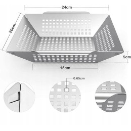 Padėklas, grilio krepšelis, žnyplės, tepimo teptukas, 2 silikoninės rankenos