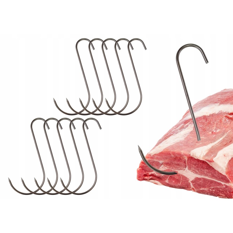 S-417 rūkymo kabliukai 17 cm kumpio mėsai rūkyti, dideli stori 4 mm liuksai