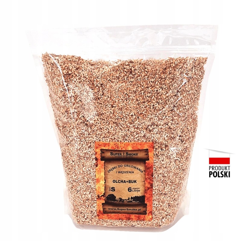 Super dūminės medienos drožlės rūkymui, buko + alksnio mišinys, dydis: s, 6 litrų doypack