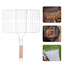 BBQ grilio grotelės su medine rankena