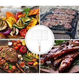 BBQ grilio grotelės su medine rankena