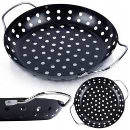 Grilio keptuvė, skirta kepti ant grotelių, lėkštė, perforuotas lapas, krepšelis