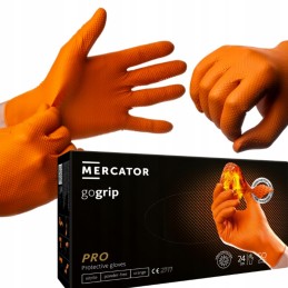 Gogrip nitrilo dirbtuvių pirštinės stiprios oranžinės spalvos l 50 vnt