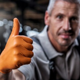 Gogrip nitrilo dirbtuvių pirštinės stiprios oranžinės spalvos l 50 vnt