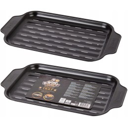 Padėklas, keptuvė, krepšelis, priedai kepimui ant grotelių, grilis be riebalų.