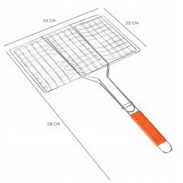 Plieninės grilio grotelės 35x22 cm elitehoff e-6256 su medine rankena