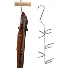 Kabliukas, ungurių žuvies rūkymo kabliukai, 2 inox tarpikliai, 3 vnt