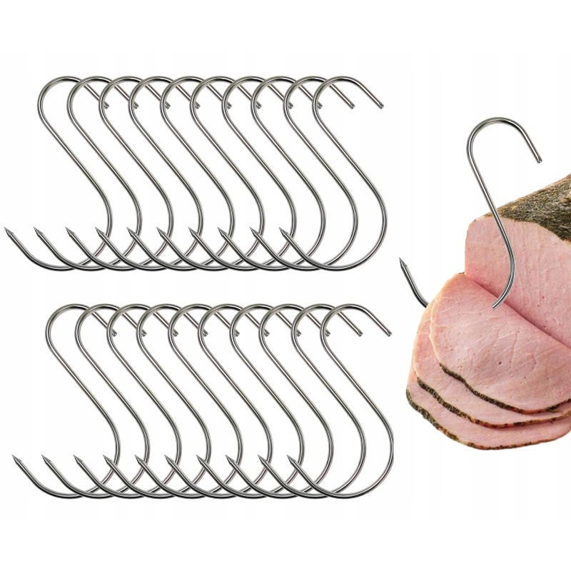 S-310 maži rūkymo kabliukai, 10 cm, mėsai rūkyti, stiprus, nerūdijantis plienas