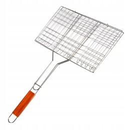 Plieninės grilio grotelės 35x22 cm elitehoff e-6256 su medine rankena