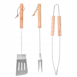 Grilio reikmenų rinkinys: žnyplės, mentelė, mėsos šakutė, 3 vnt