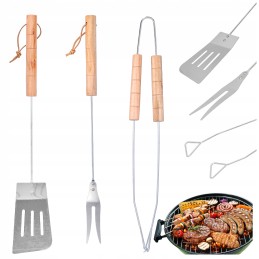 Grilio reikmenų rinkinys: žnyplės, mentelė, mėsos šakutė, 3 vnt