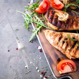 Grilio reikmenų rinkinys: žnyplės, mentelė, mėsos šakutė, 3 vnt