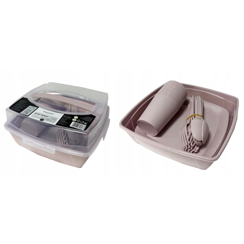 Dajar turistinis pikniko rinkinys 6 asmenims, 32 elementai, šviesiai alyvinė